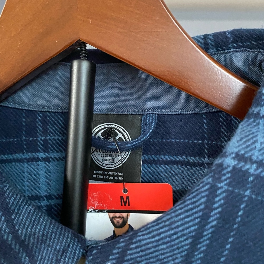 Navy Plaid Casual Button Down Shirt - Picture 4 of 5